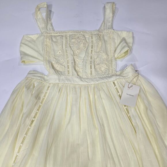 Tularosa Eleanora Embroidered Dress in Mellow Yellow Large - Picture 4 of 13
